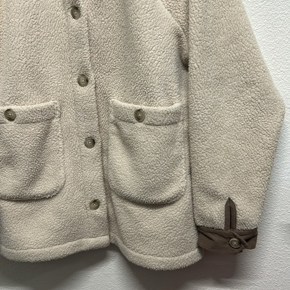 Madewell Corduroy-Trimmed (Re)sourced Sherpa Terry Chore Coat Medium Brown Beige - Picture 9 of 16